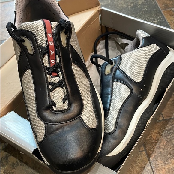 Prada Black and White Sneakers with Classic Design *Vintage* - Picture 1 of 10